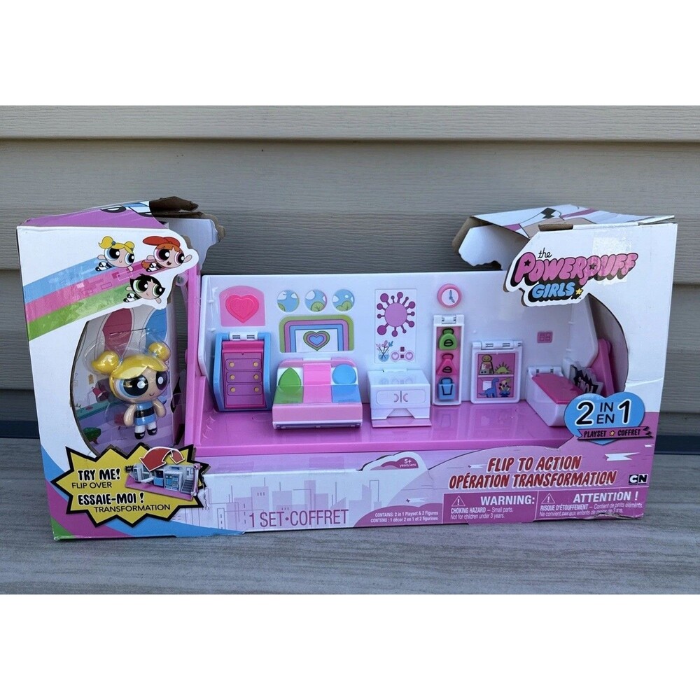 PowerPuff Girls 2 In 1 Flip Action Lab Playset Bubbles & Professor Utonium NEW